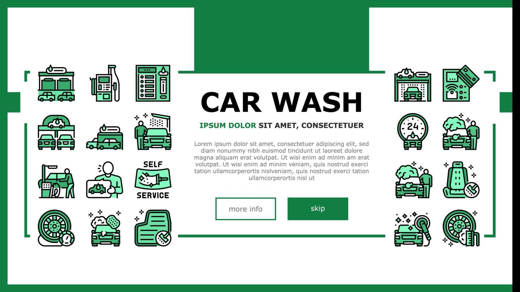Self Service Car Wash Landing Header Vector