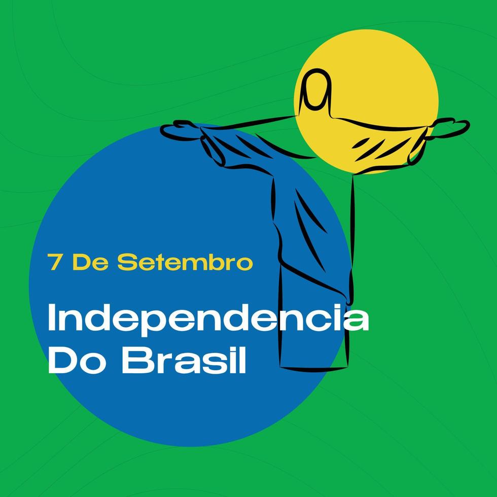 arte lineal cristo redentor 7 de septiembre independencia do brasil ilustración vector