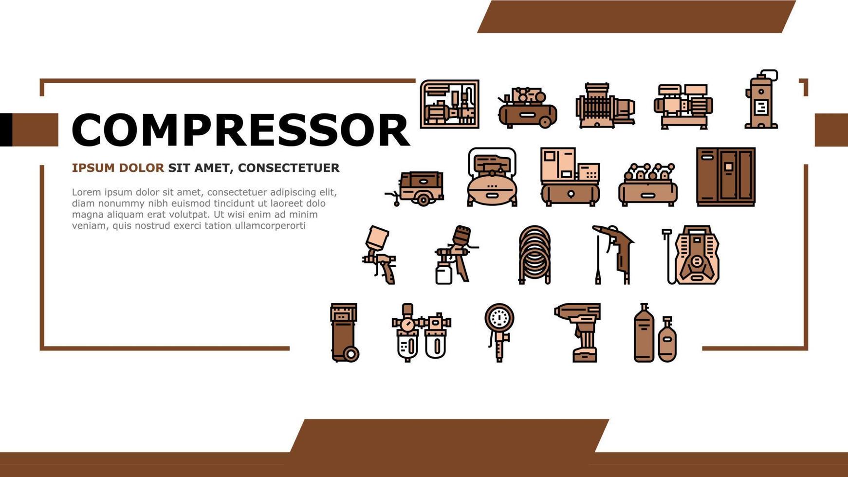 Air Compressor Tool Landing Header Vector