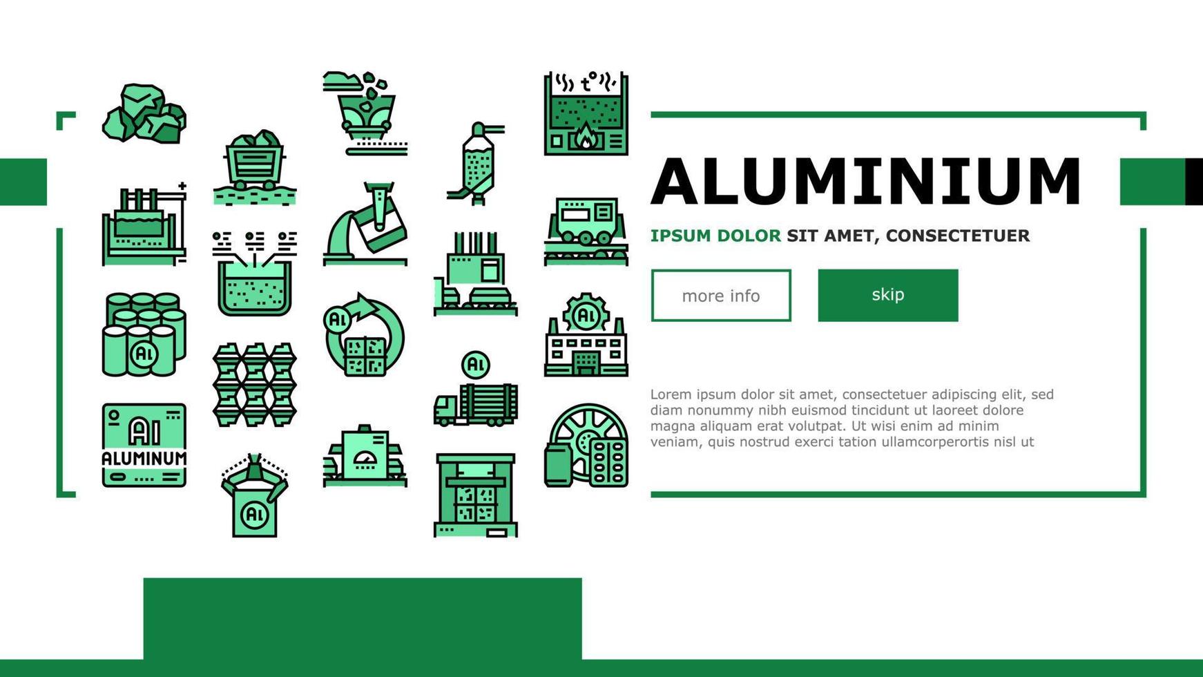Aluminium Production Landing Header Vector