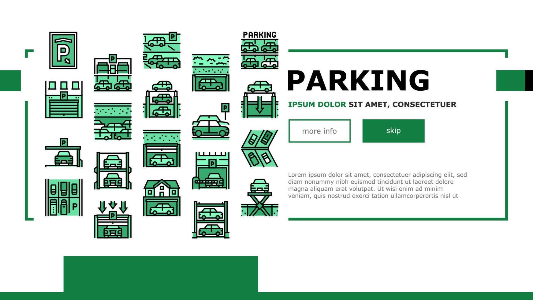 vector de encabezado de aterrizaje de estacionamiento subterráneo