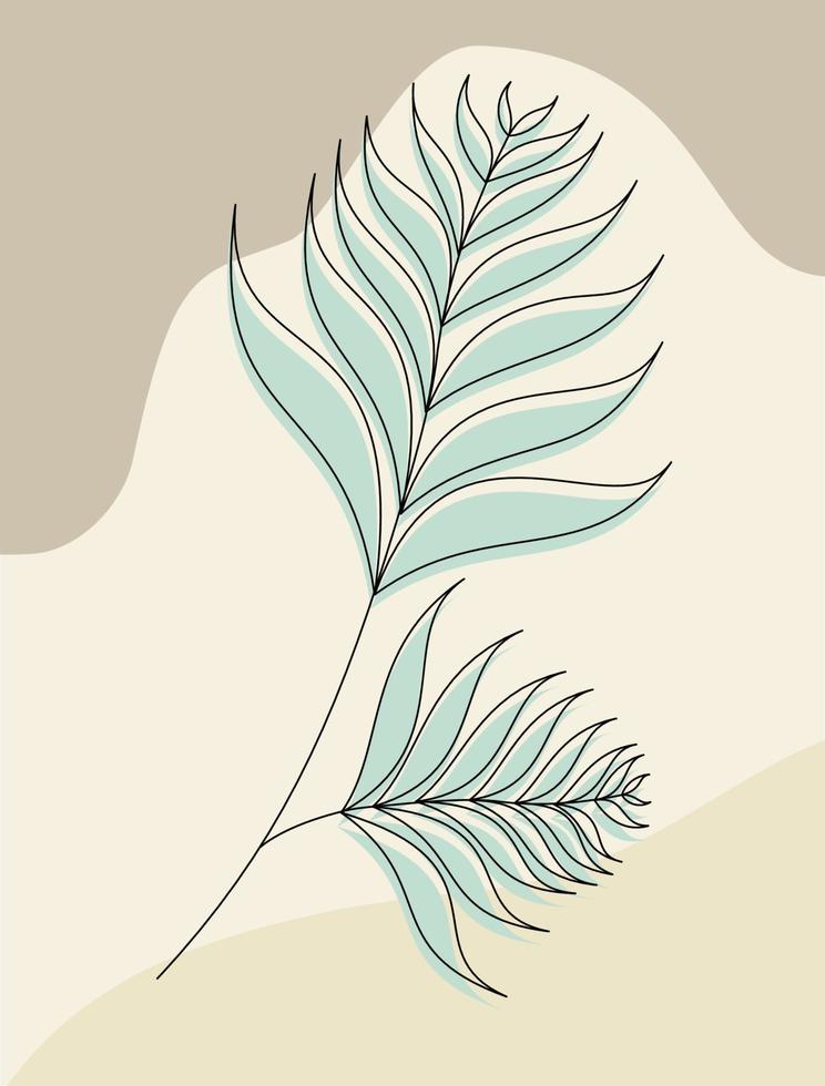 Bealtiful Abstract Tropical Leaf Vector. Clean and Simple Pastel Modern Art Decorative Pro Element vector