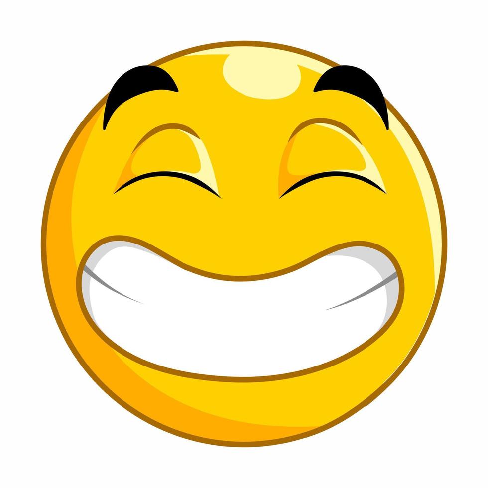 Happy Smiling Vector Emoji. Cartoon Happiness Emoticon Smile Face