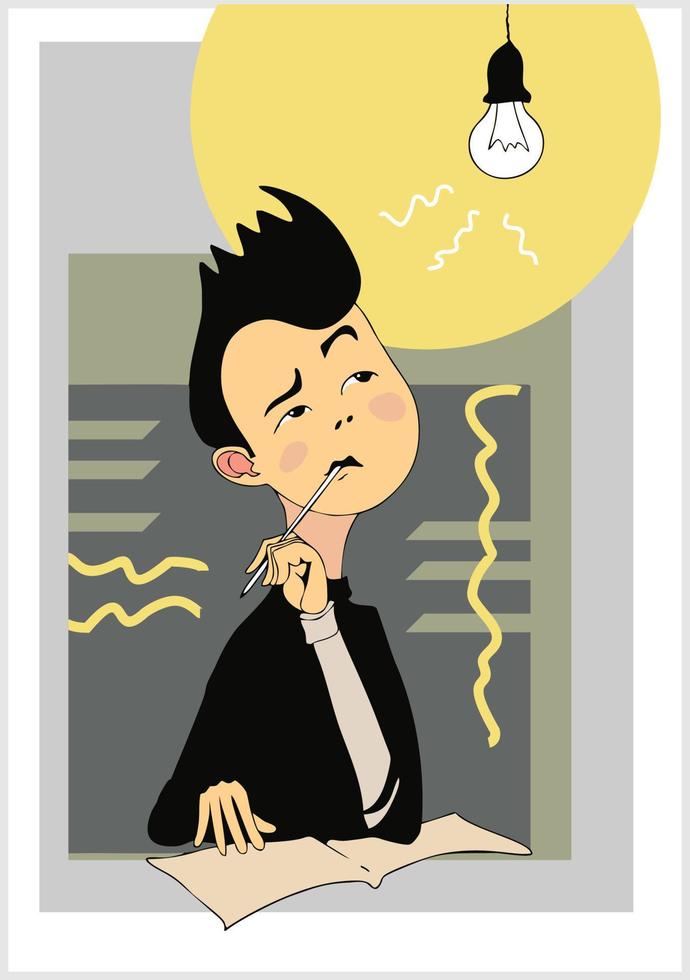Picture of a student at school.On the face of thoughtfulness, looking