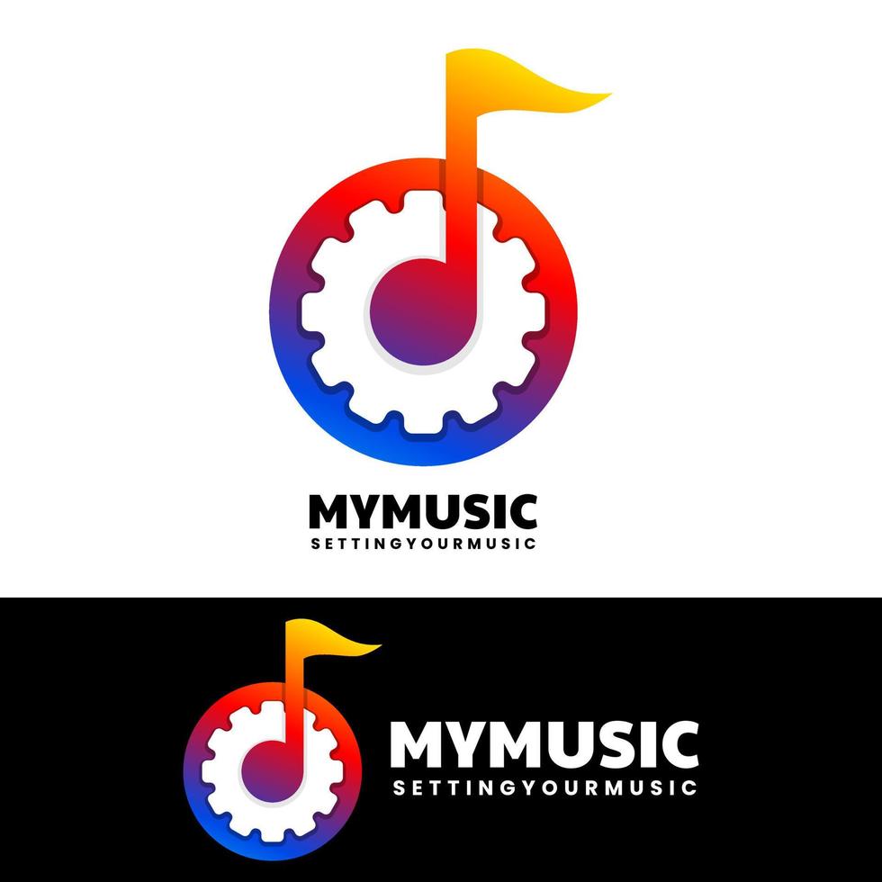 modern music gear gradient logo design vector
