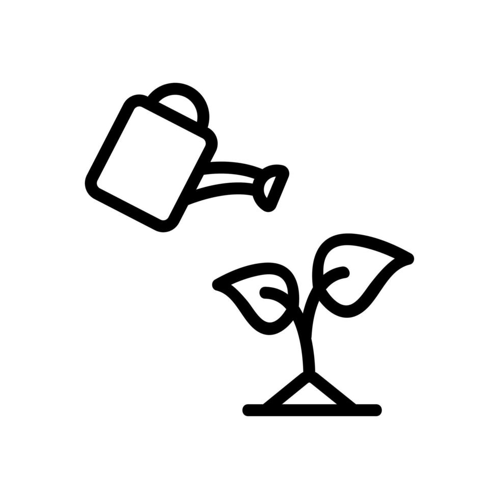 watering water can with plant icon vector outline illustration