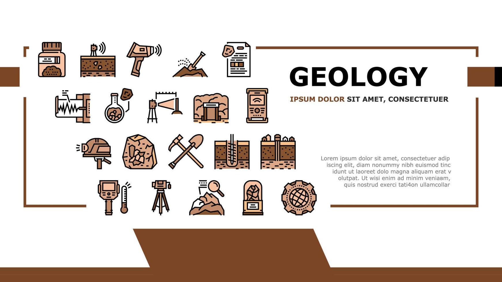 vector de encabezado de aterrizaje de investigación de geología