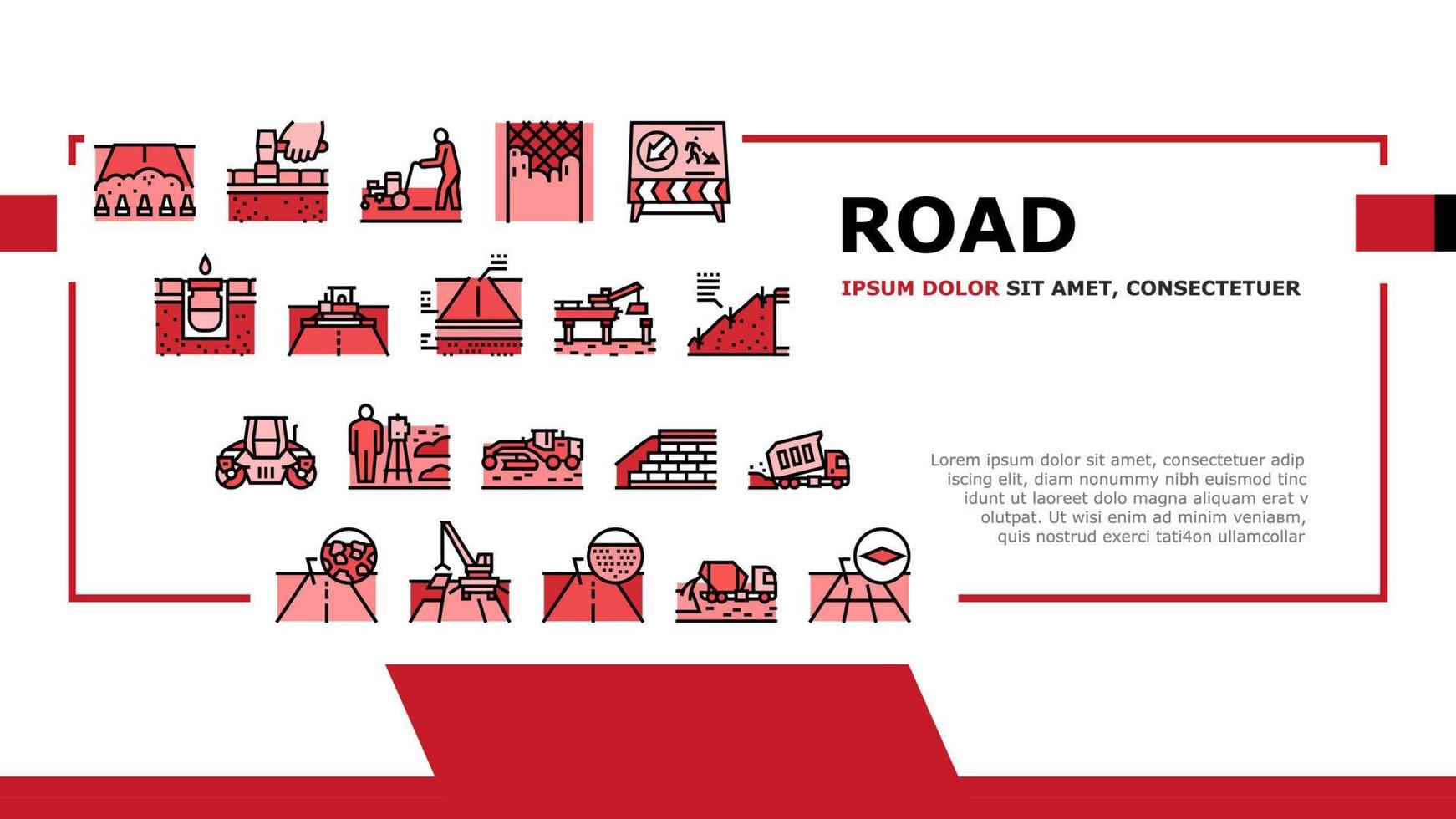 Road Construction Landing Header Vector