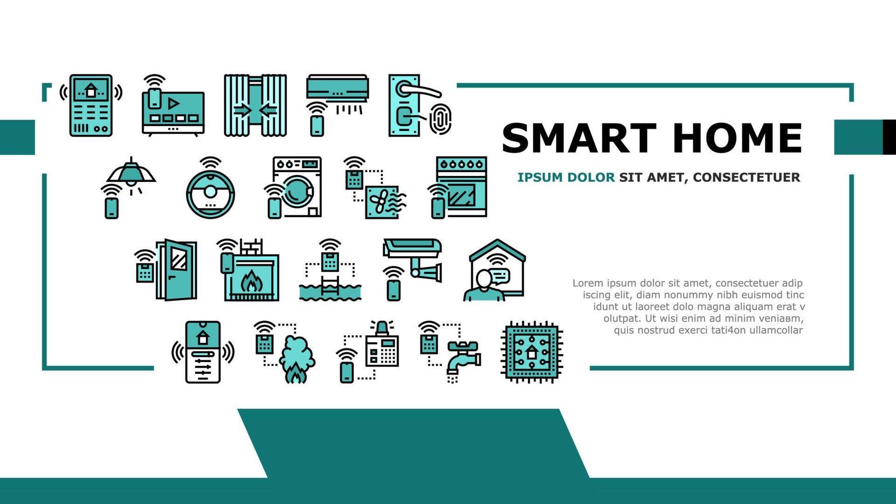 vector de encabezado de aterrizaje de equipo de hogar inteligente