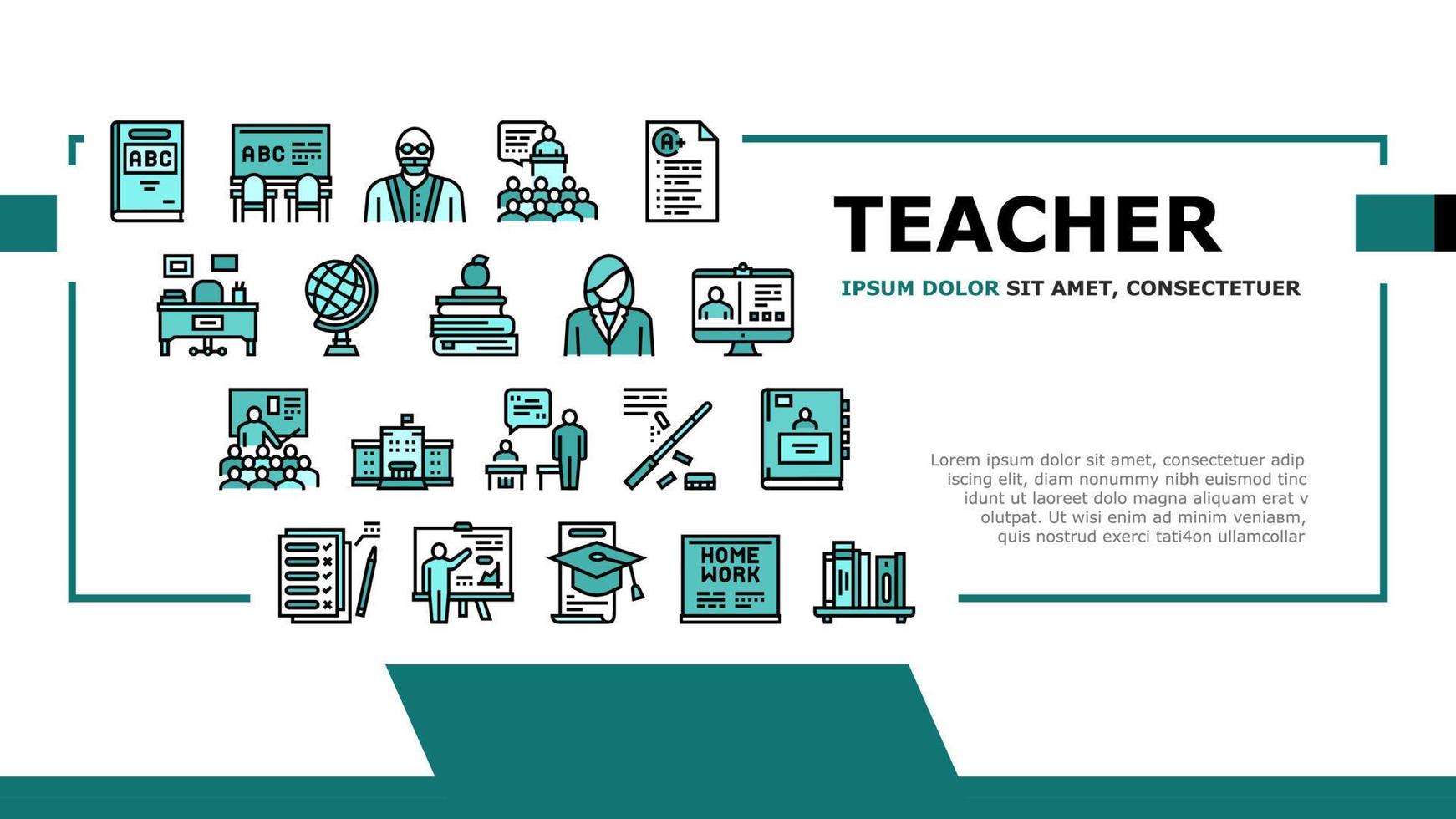 vector de encabezado de aterrizaje de educación de maestros