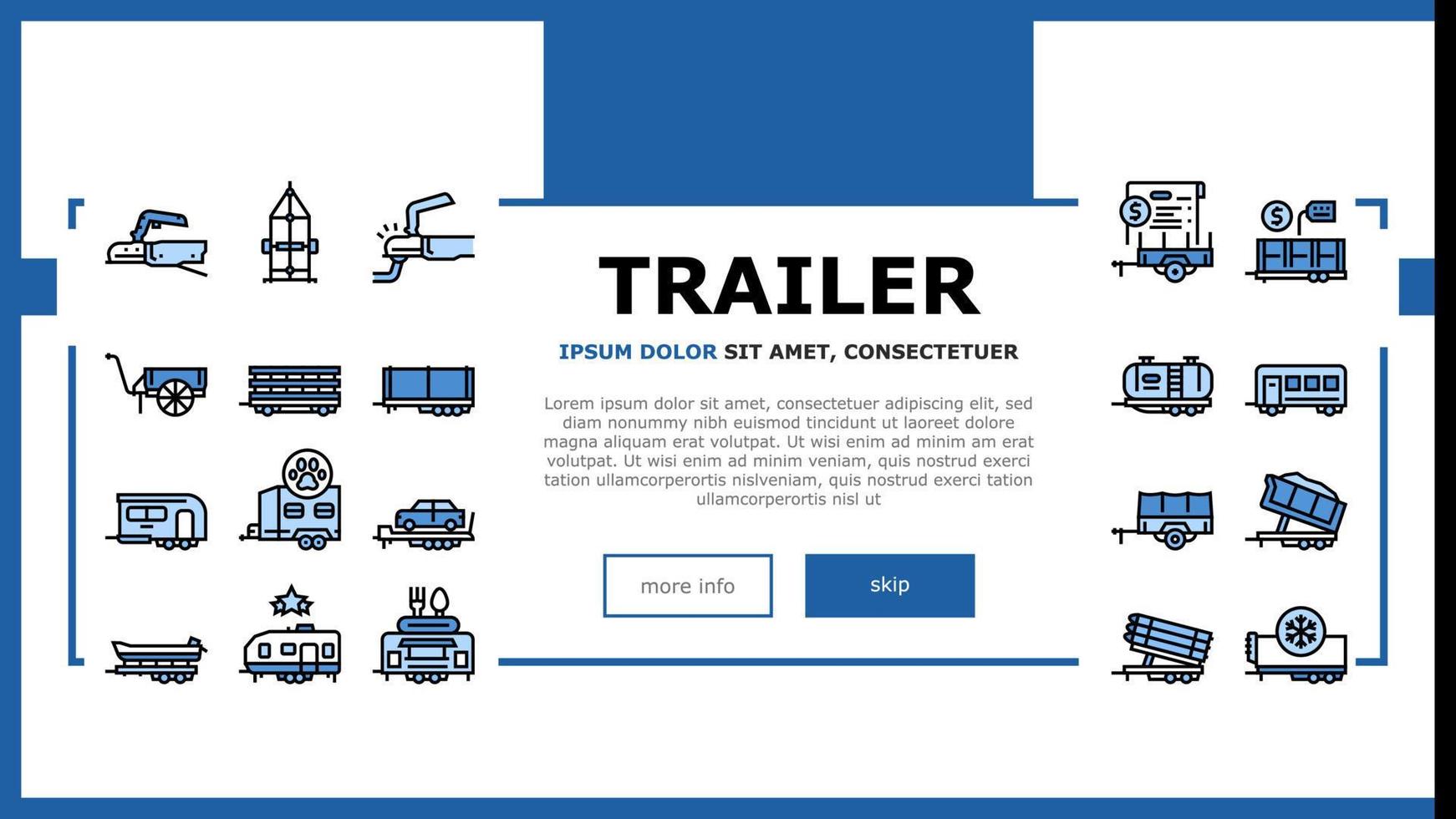 vector de encabezado de aterrizaje de transporte de remolque