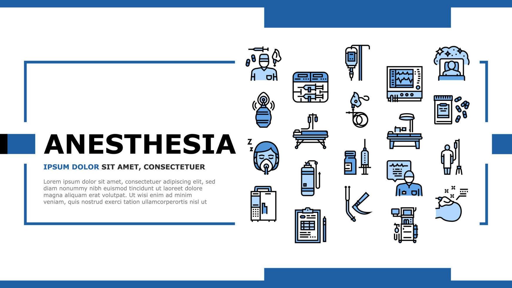 vector de encabezado de aterrizaje de herramienta de anestesiólogo