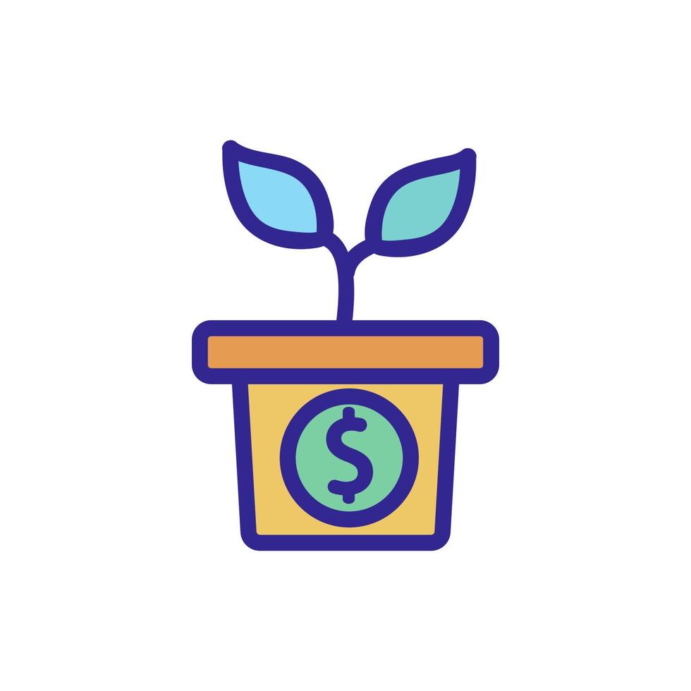 ilustración de contorno de vector de icono de maceta de planta de dinero