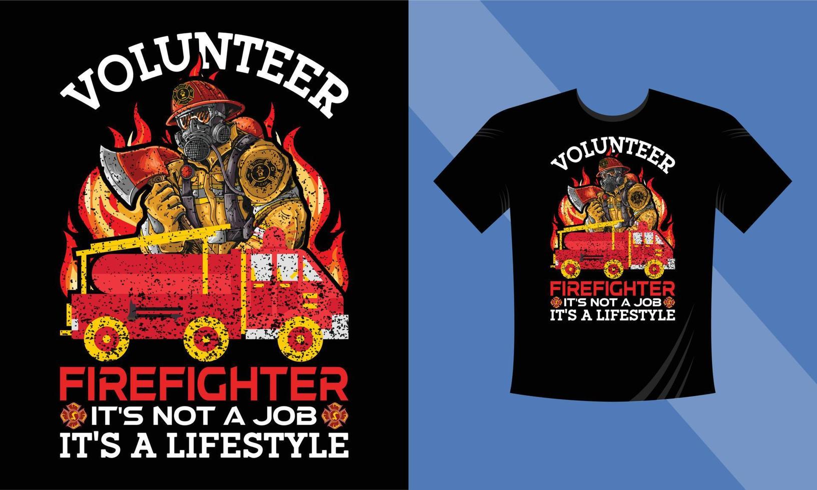 bombero voluntario no es un trabajo es un estilo de vida - diseño de citas de bombero - diseño de camiseta de vector de bombero con el bombero americano, camión de bomberos, hacha, fuego