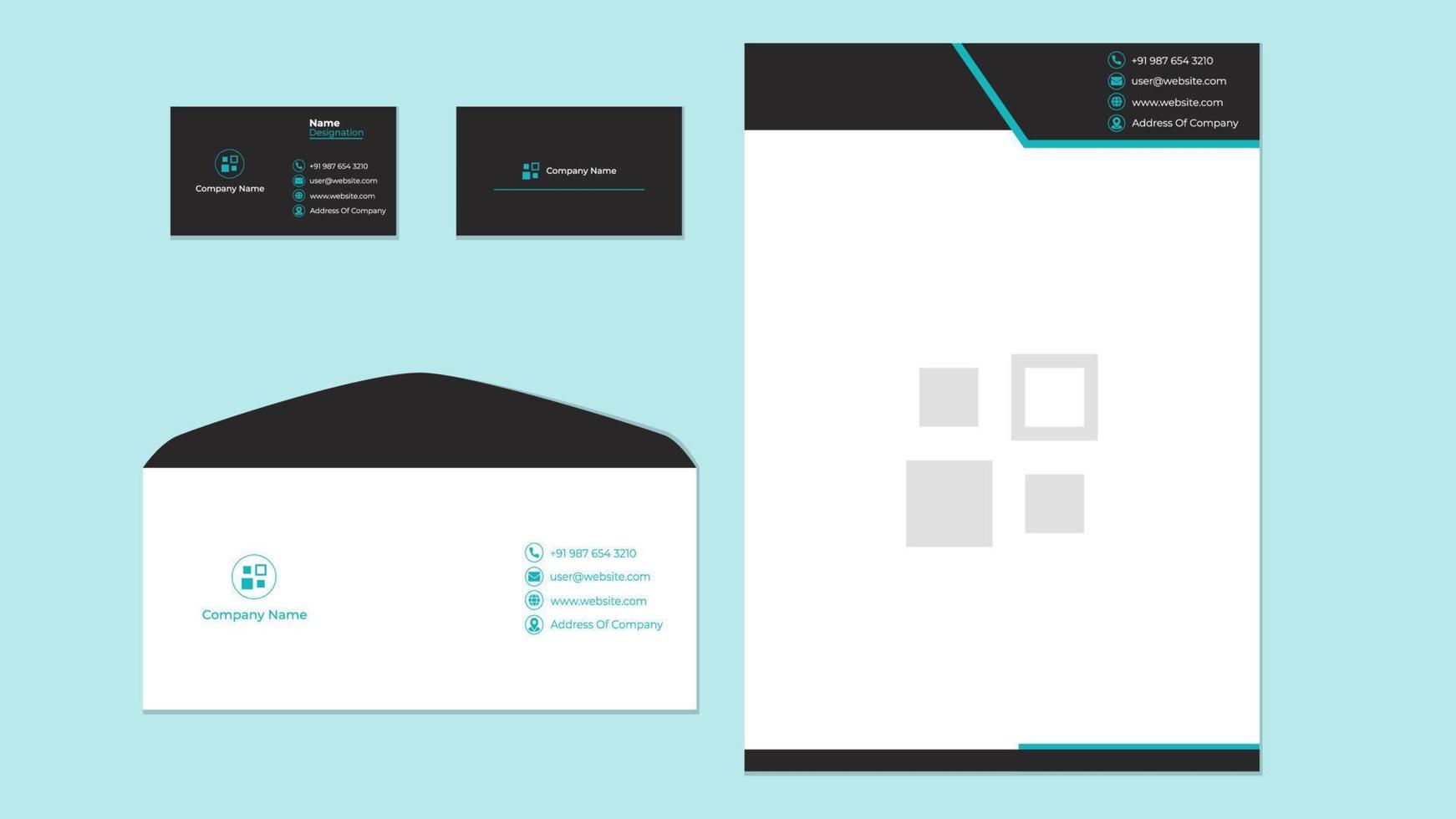 Corporate stationary design template, corporate business card letterhead and envelope template. vector