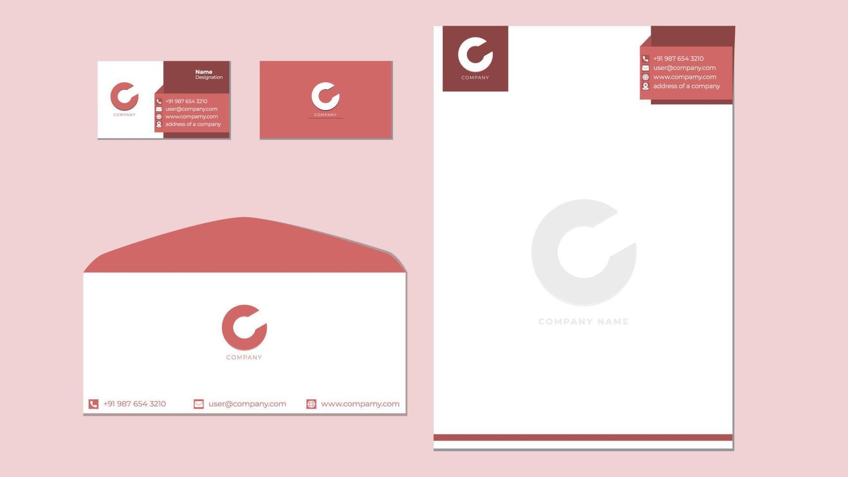 Corporate stationary design template, corporate business card letterhead and envelope template. vector