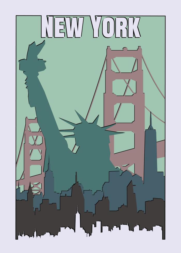 New York travel poster Vintage style vector