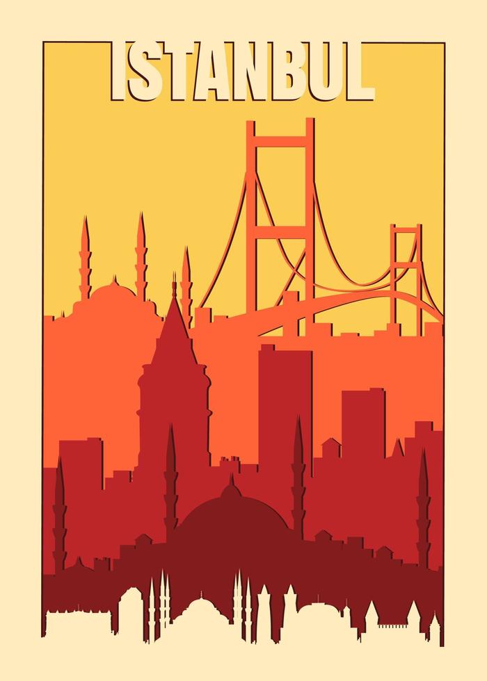 Istanbul Travel Poster Vintage Style vector