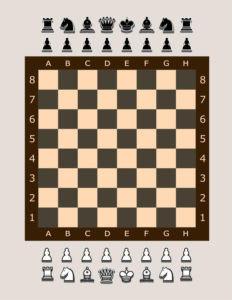 Chess board and pieces vector