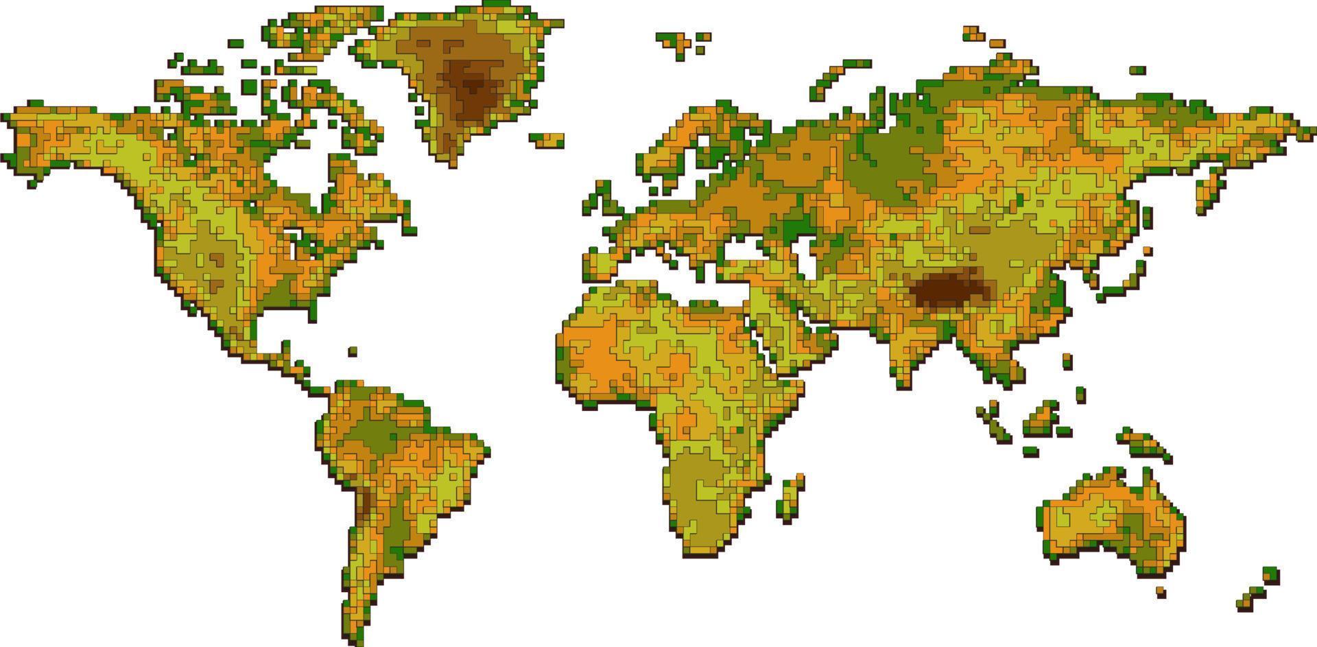 World map pixel art vector