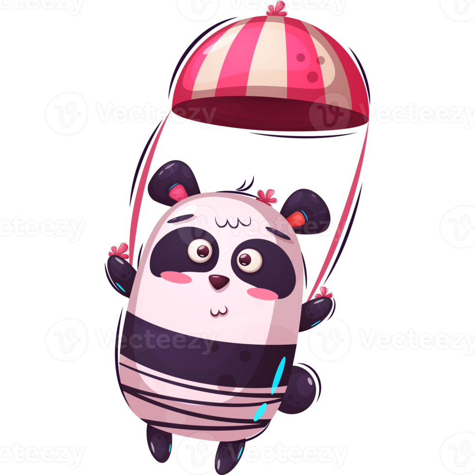Cartoon character cute panda skydiver png