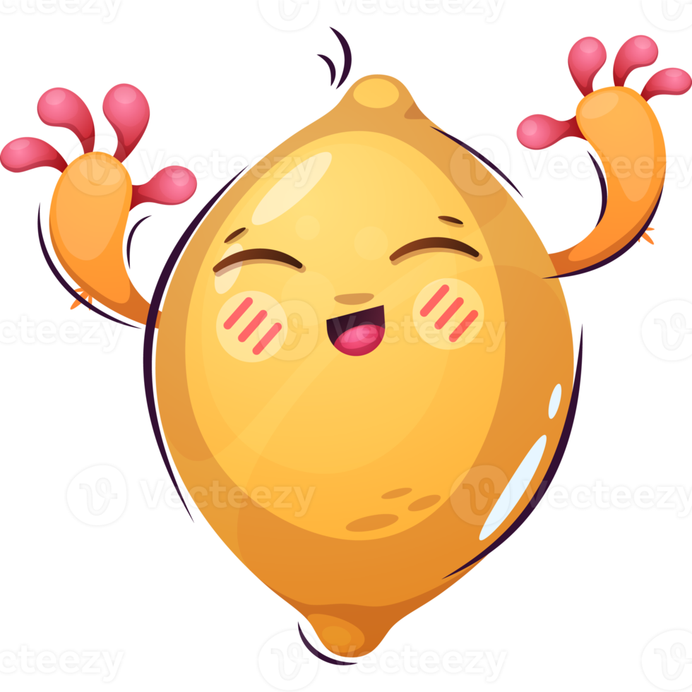 Cartoon character happy sour lemon png