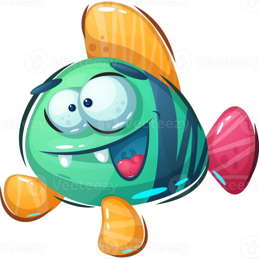 Cartoon character happy fish png