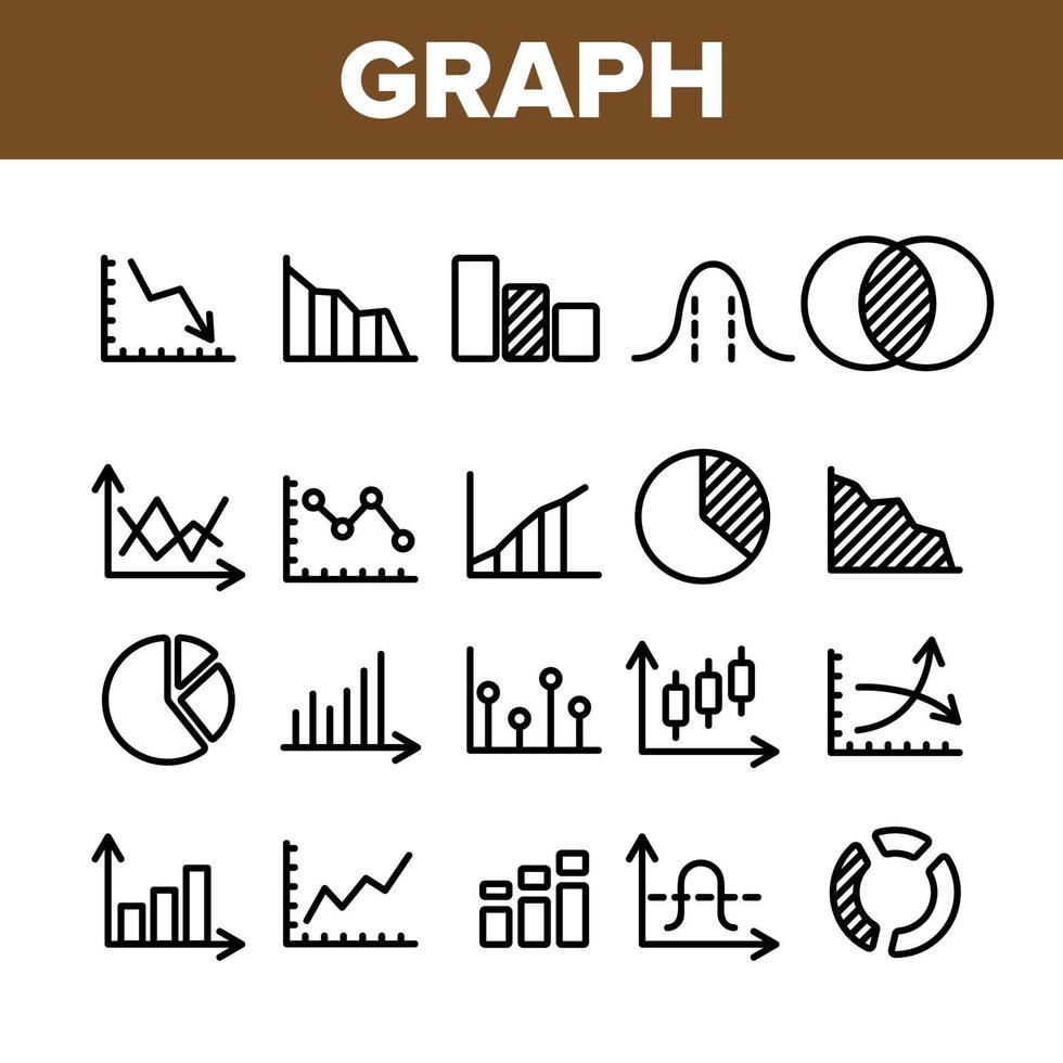 Collection Different Graph Sign Icons Set Vector