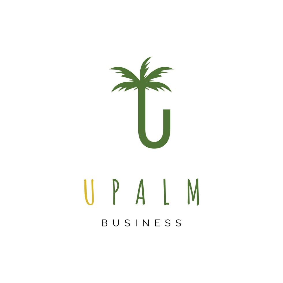Initial letter U coconut tree icon logo design inspiration vector