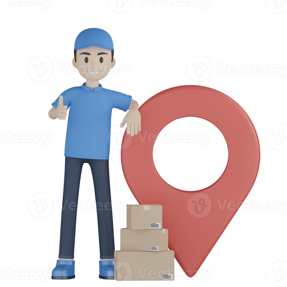 3d Isolated Courier in blue uniform png