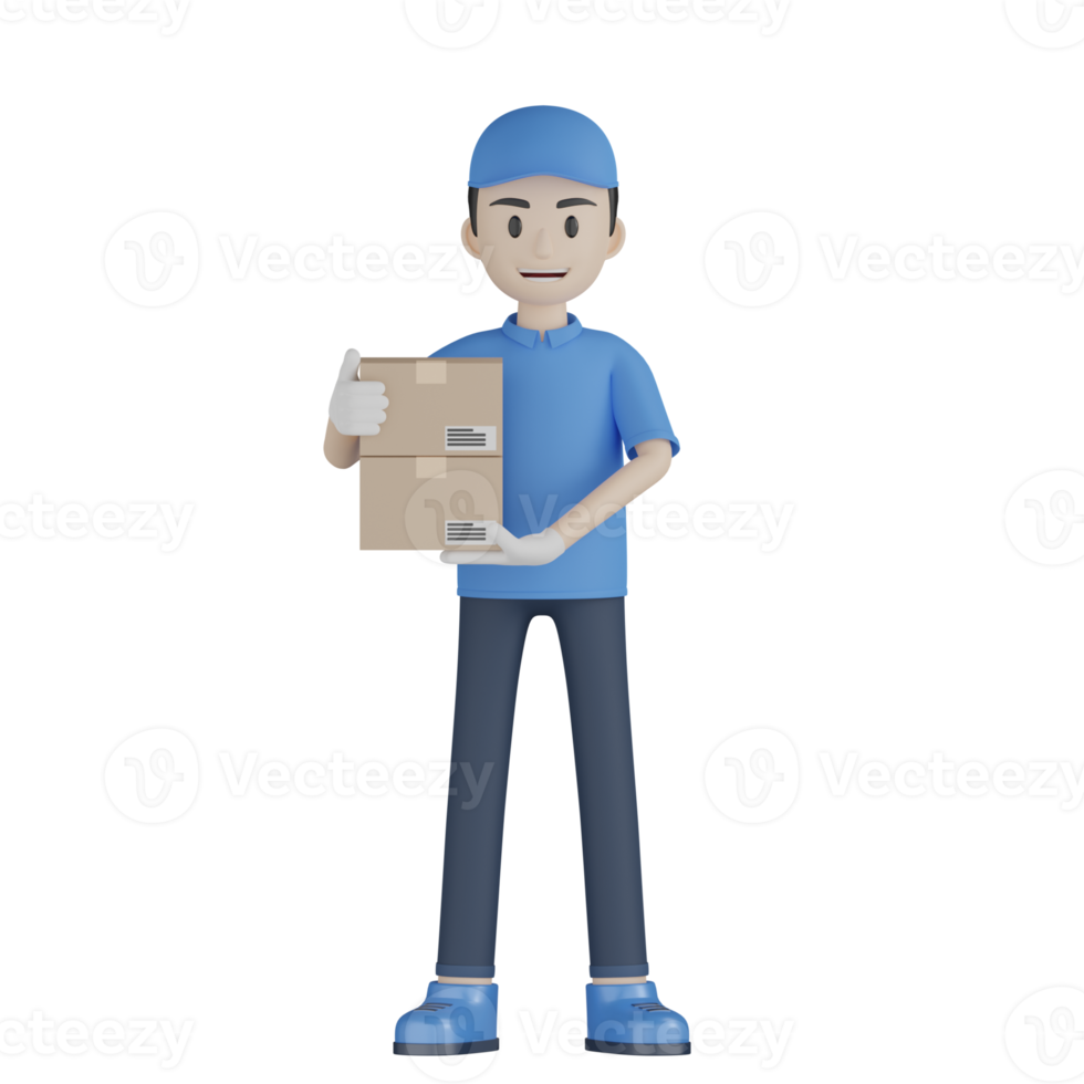 3d Isolated Courier in blue uniform png