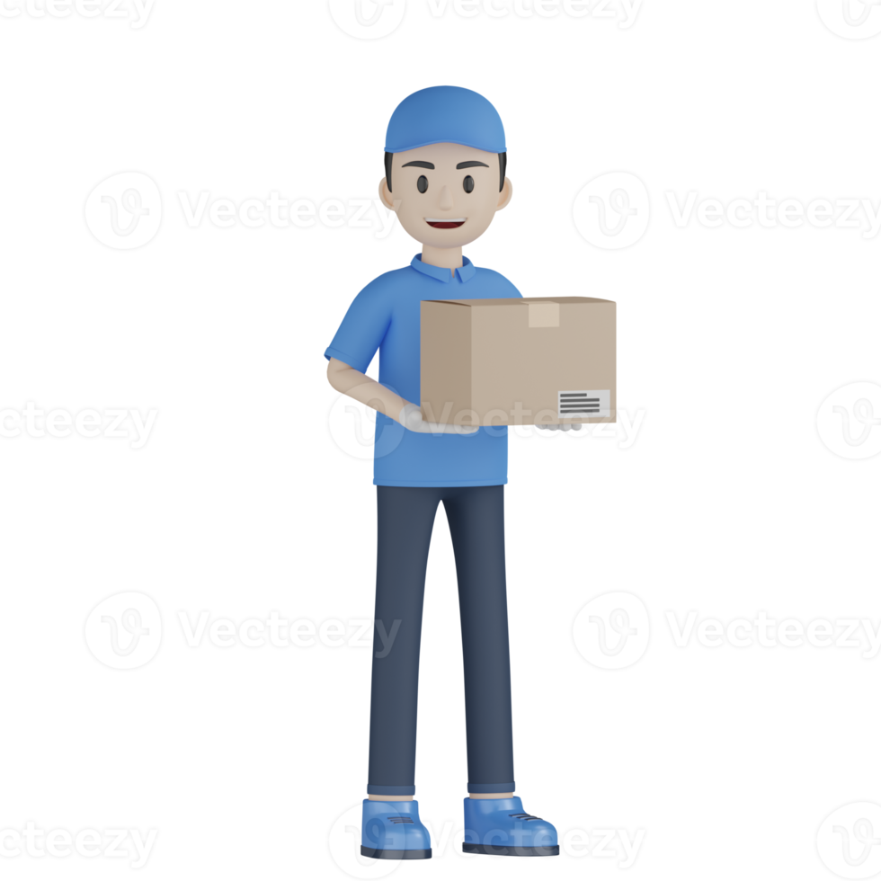 3d Isolated Courier in blue uniform png