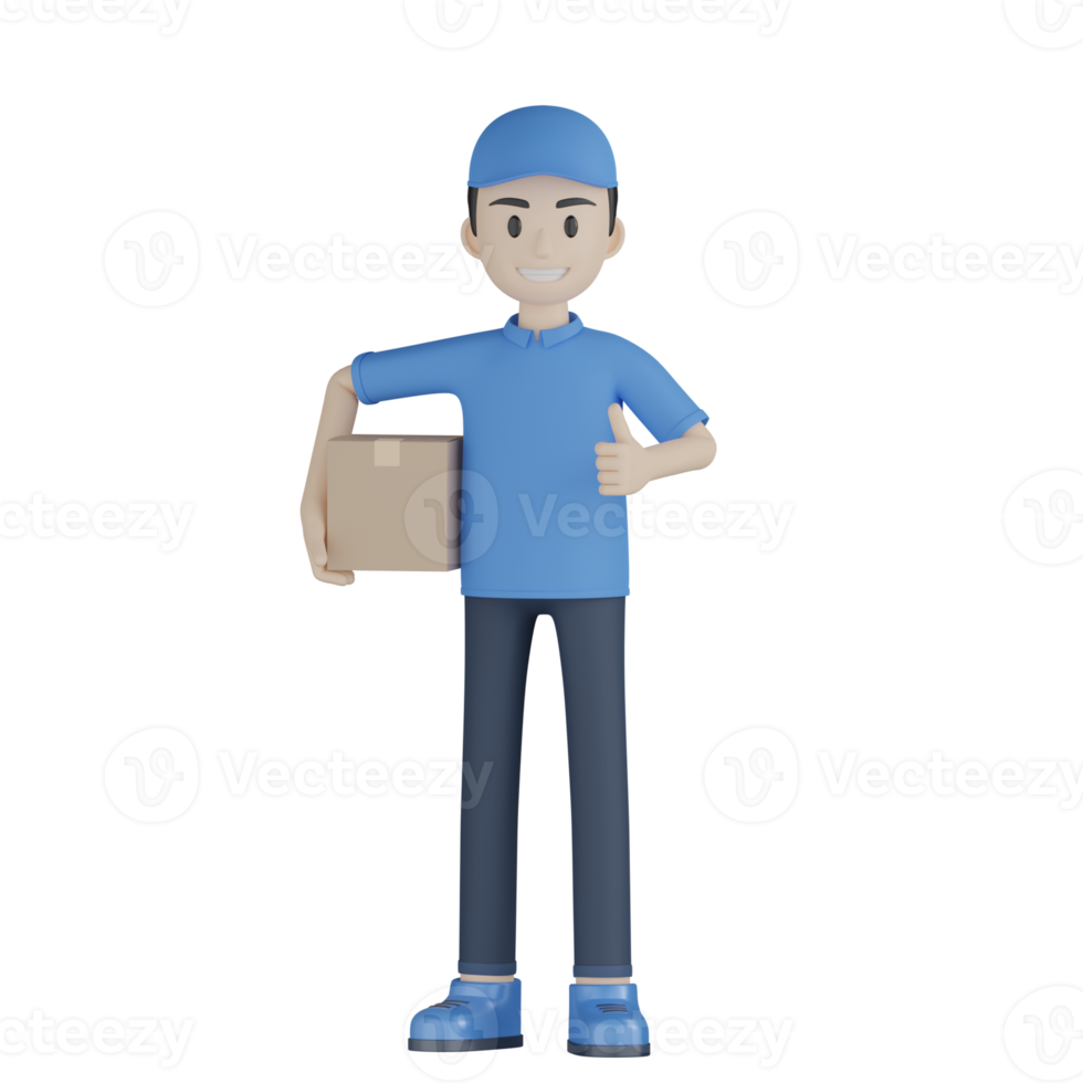 3d Isolated Courier in blue uniform png