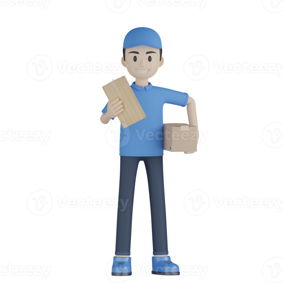 3d Isolated Courier in blue uniform png