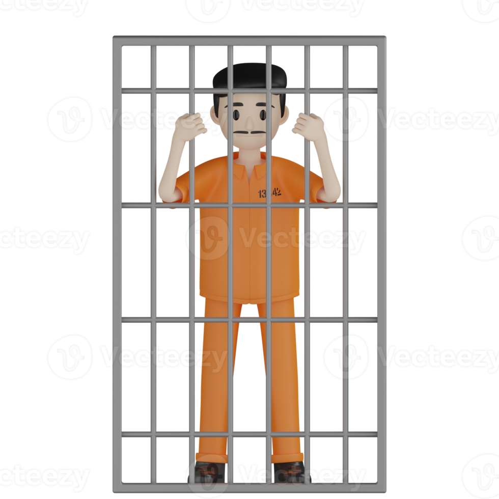 3d Isolated Prisoners in prison uniforms png