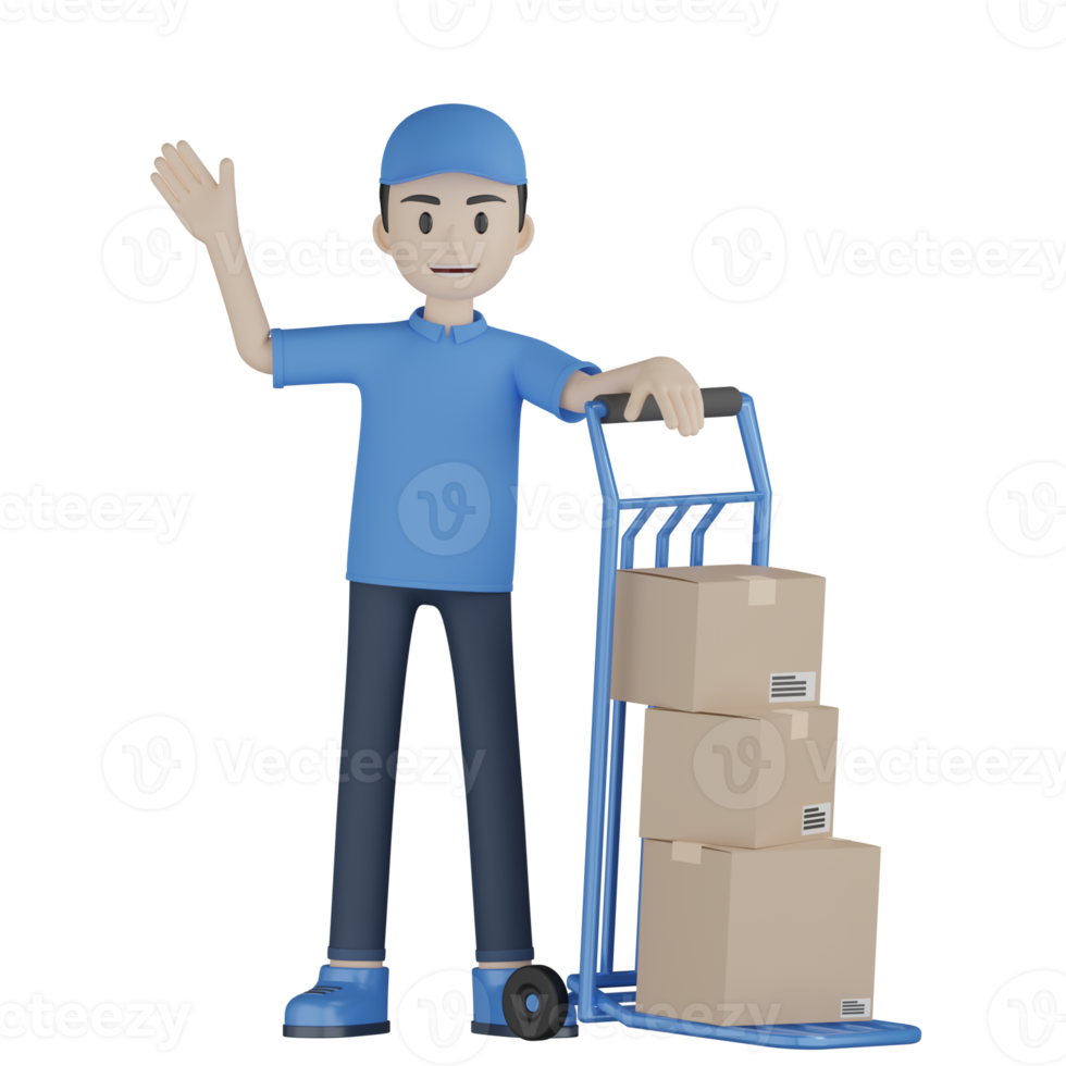 3d Isolated Courier in blue uniform png