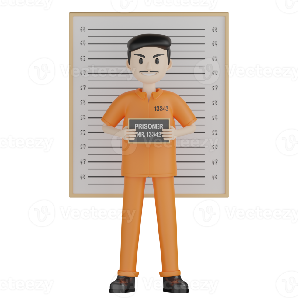 3d presos aislados en uniformes penitenciarios png