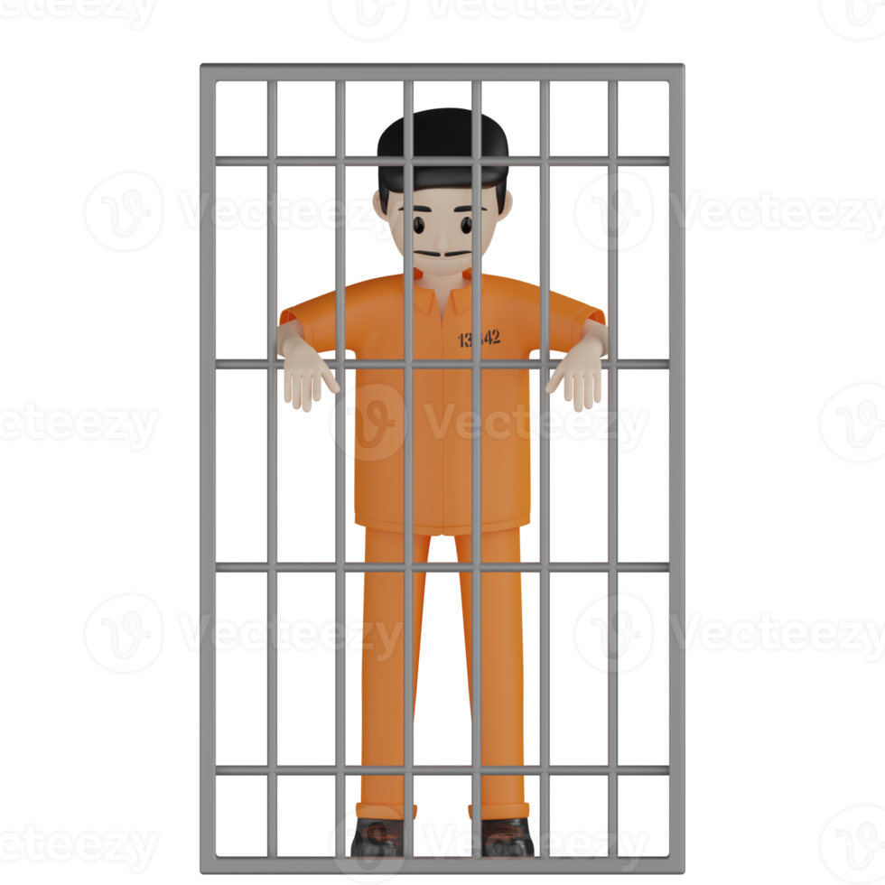 3d Isolated Prisoners in prison uniforms png