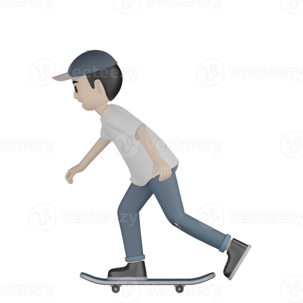 3D isolierter Skater in Aktion png