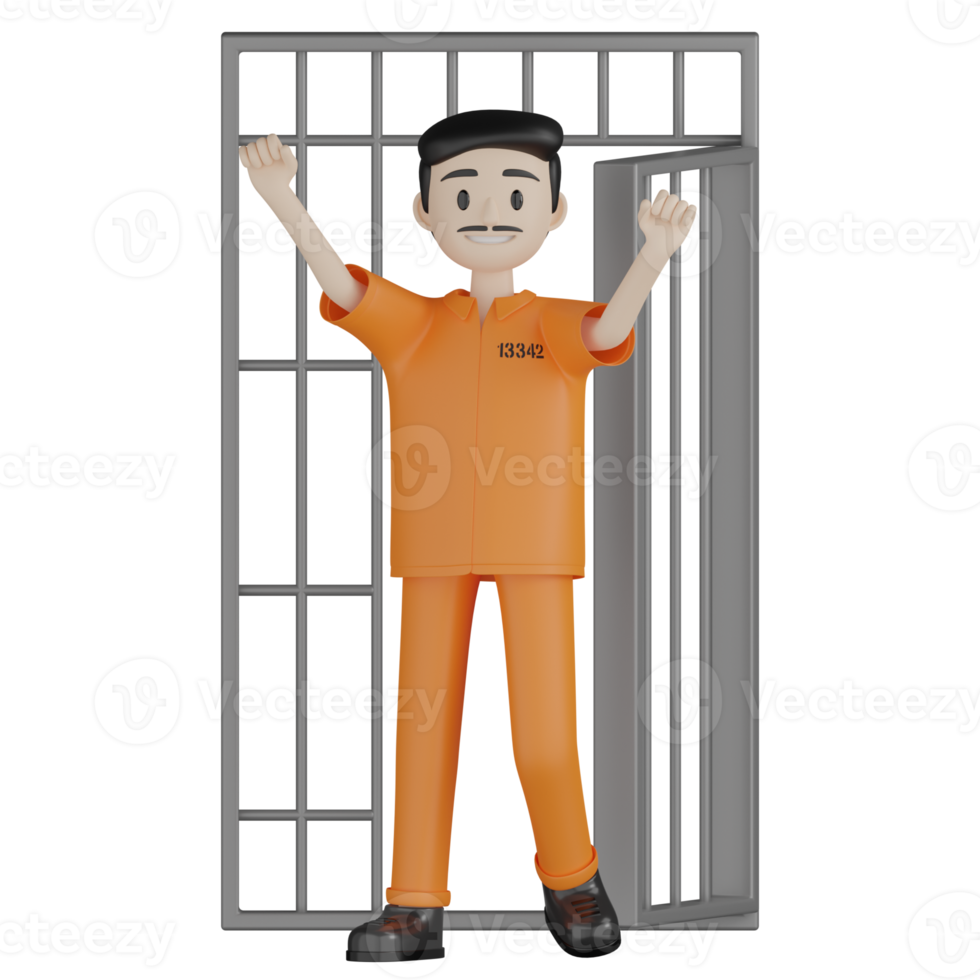 3d Isolated Prisoners in prison uniforms png