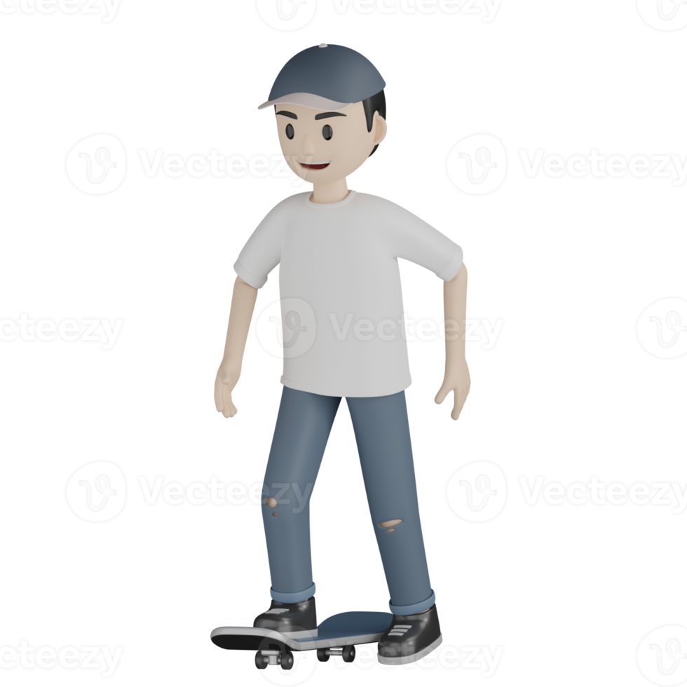 3D isolierter Skater in Aktion png