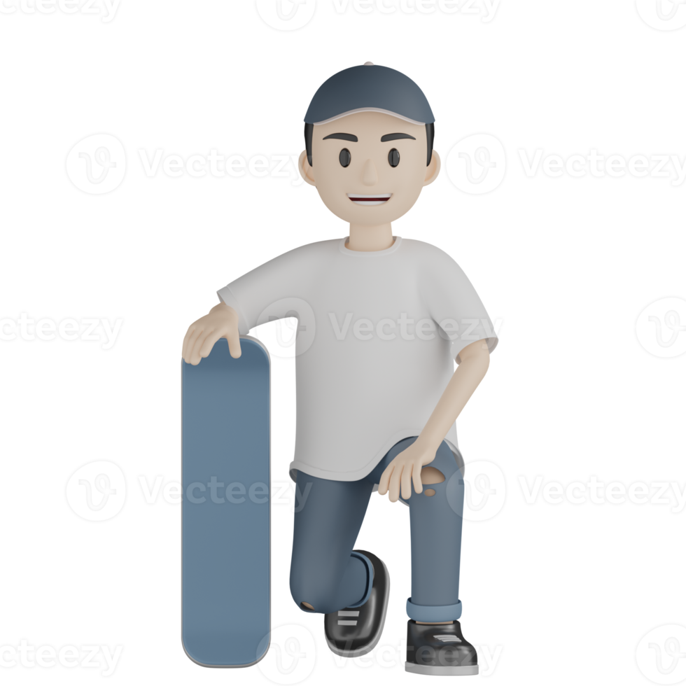 3d Isolated Skater in action png
