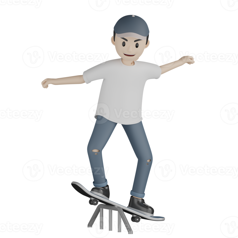 3d Isolated Skater in action png