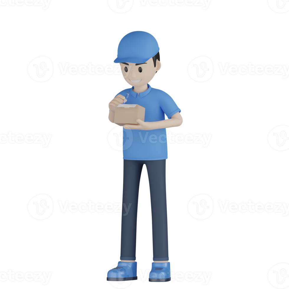 3d Isolated Courier in blue uniform png