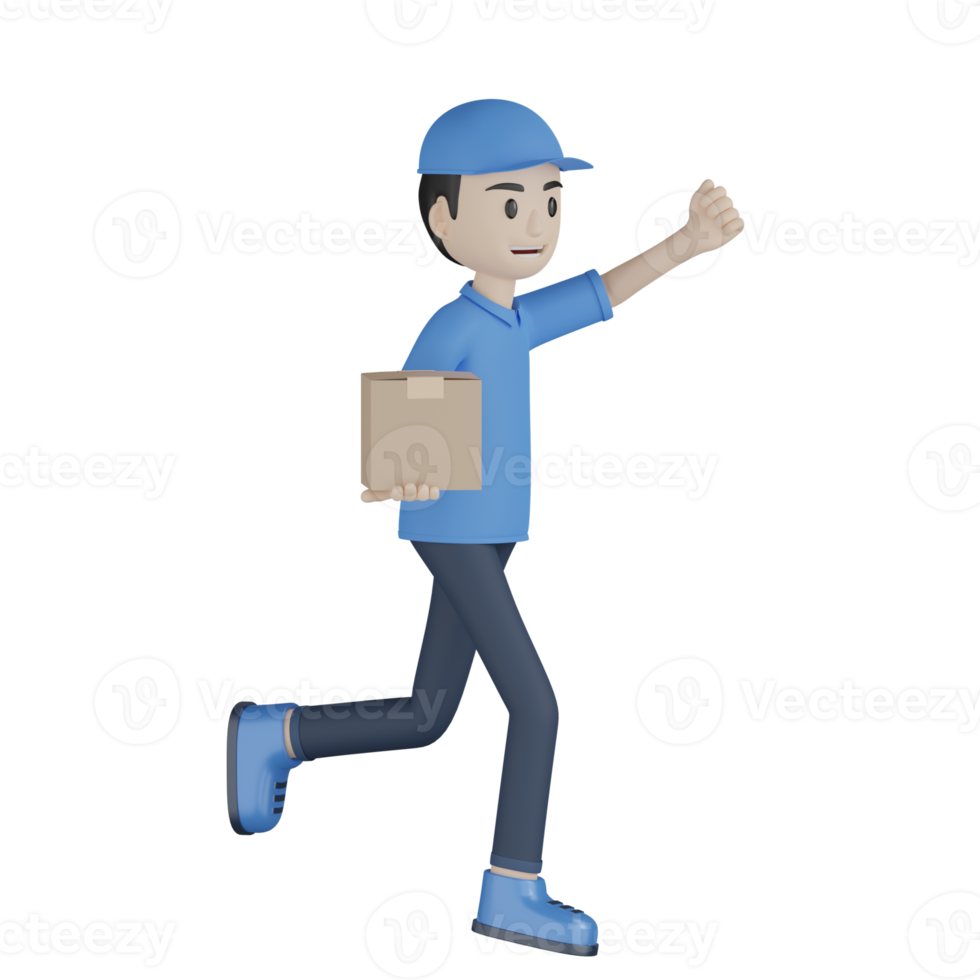 3d Isolated Courier in blue uniform png