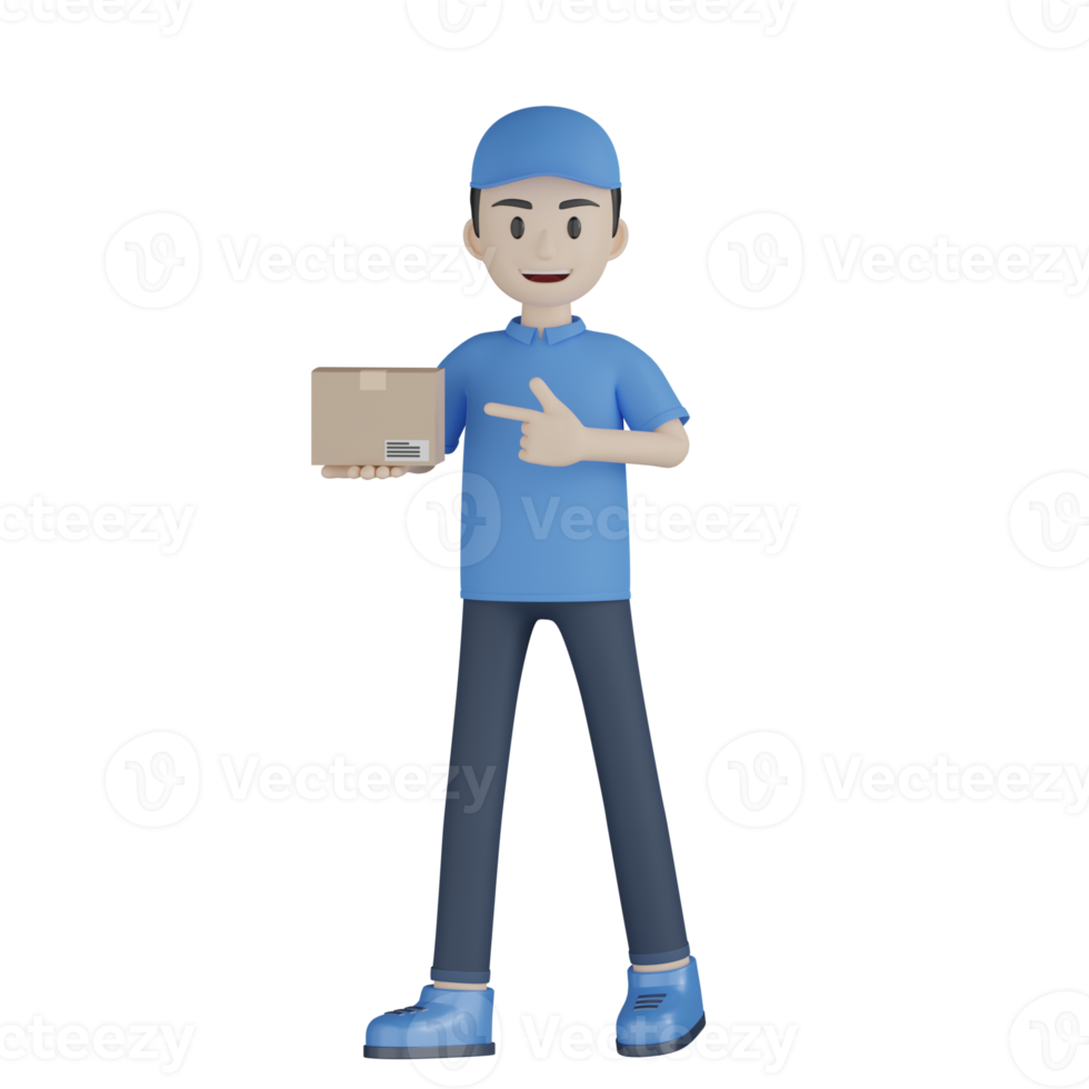 3d Isolated Courier in blue uniform png