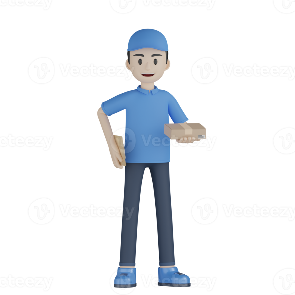 3d Isolated Courier in blue uniform png