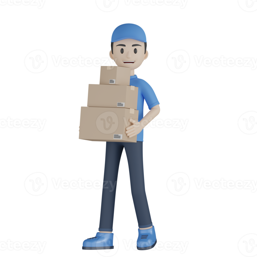 3d Isolated Courier in blue uniform png