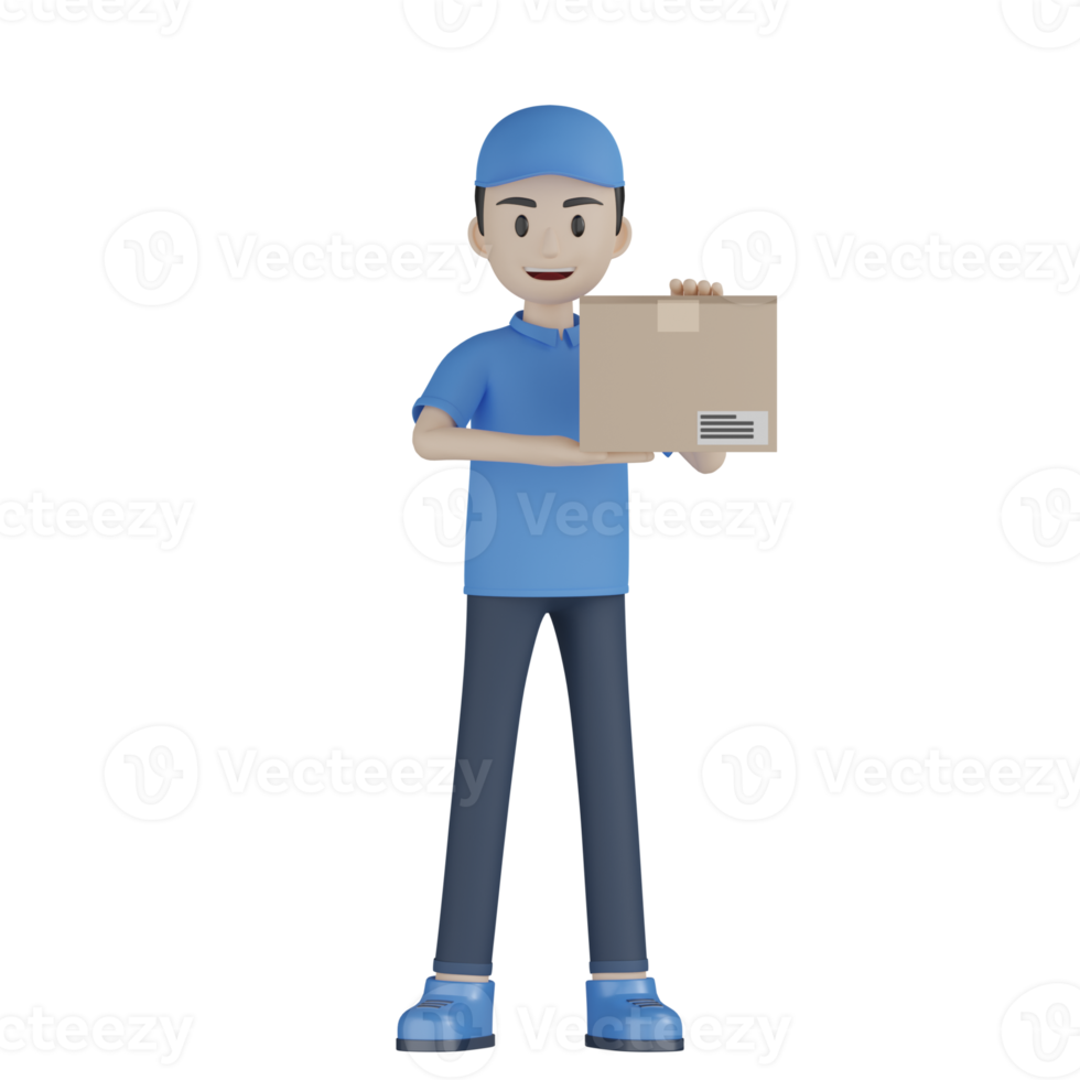 3d Isolated Courier in blue uniform png