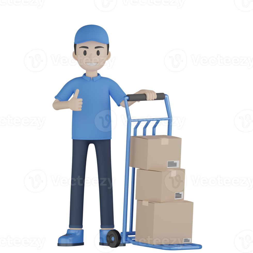 3d Isolated Courier in blue uniform png